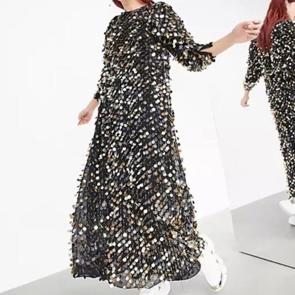 Asos Edition Women’s‎ Drape Sleeve Sequin Droplet Dress - Size 2